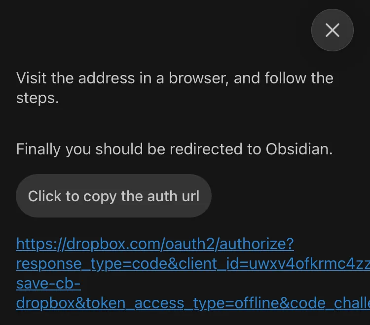 Dropbox authentication in Remotely Save