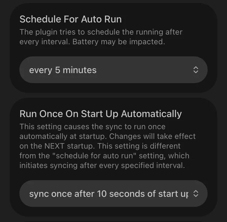 Remotely Save auto sync settings