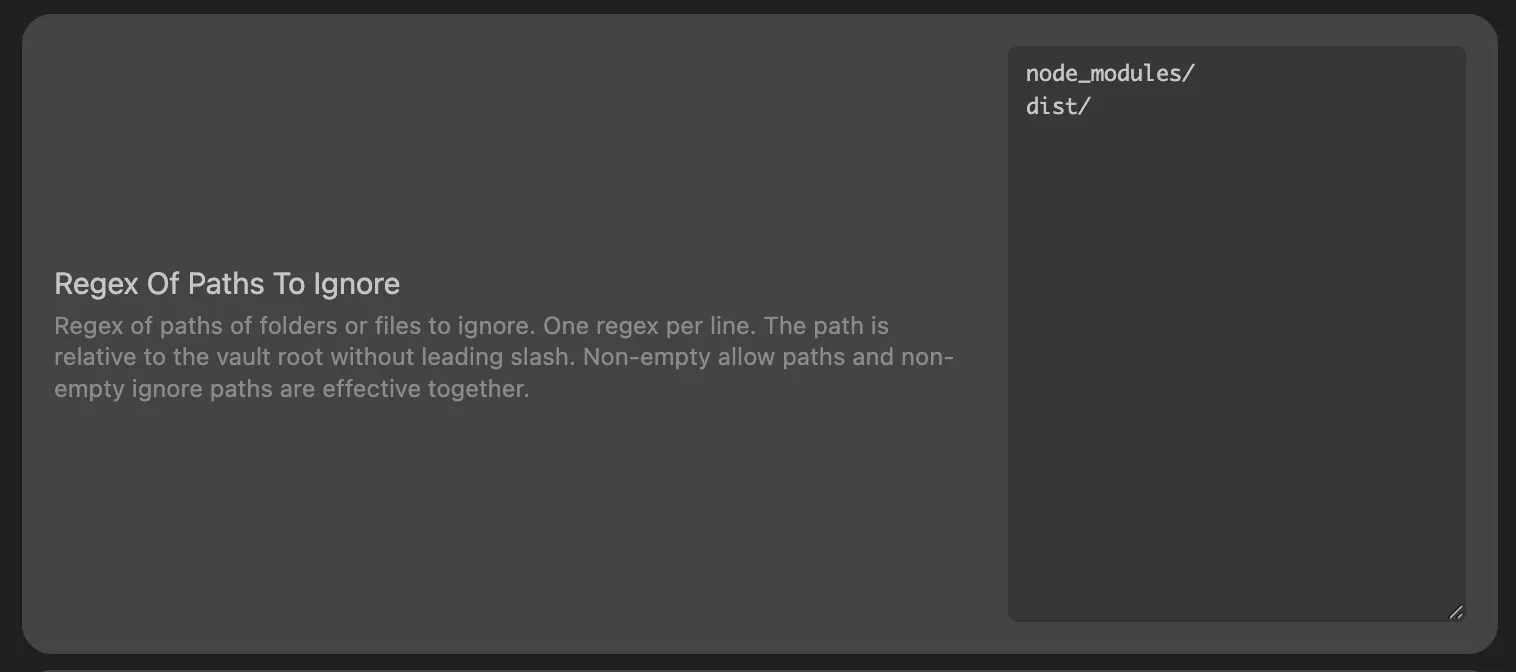 Remotely SaveのRegex Of Paths To Ignore設定